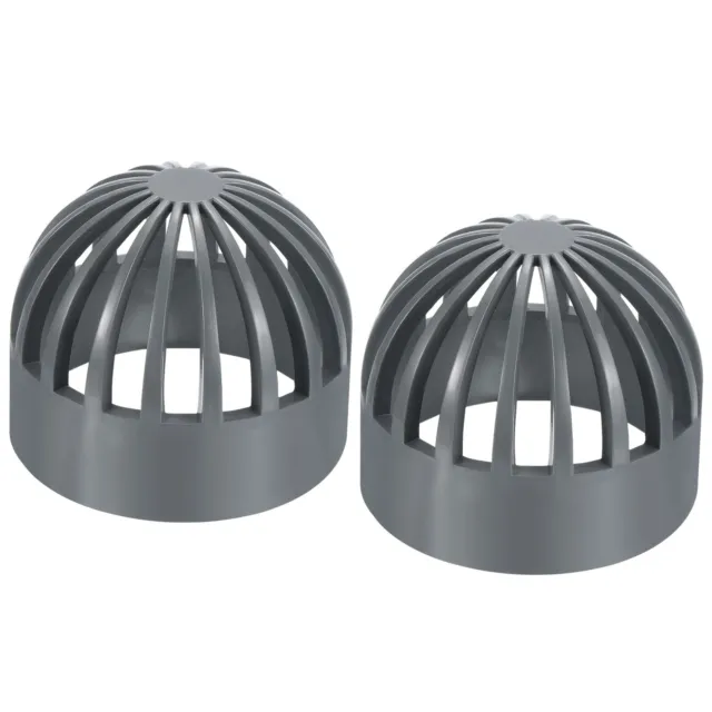 2Pcs 2-1/2" Atrium Grate Cover Round Outdoor UPVC Sewer Drain Pipe Fitting Gray