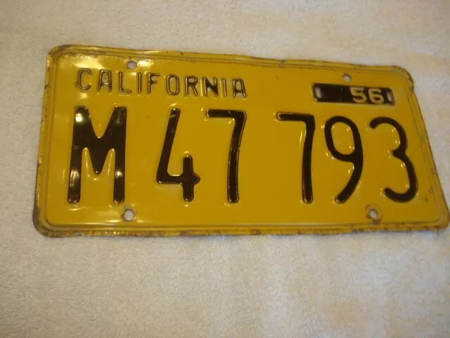 Nice 1956 Yellow & Black  California Commercial License Plate M47 793