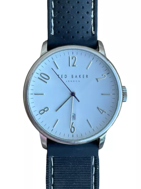 Mens Ted Baker London Stainless Steel Wrist Watch With Rubber Strap