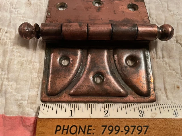 2 Ball Top 3 1/2" Copper Flash / Japanned Finished Steel Step Back Door Hinges