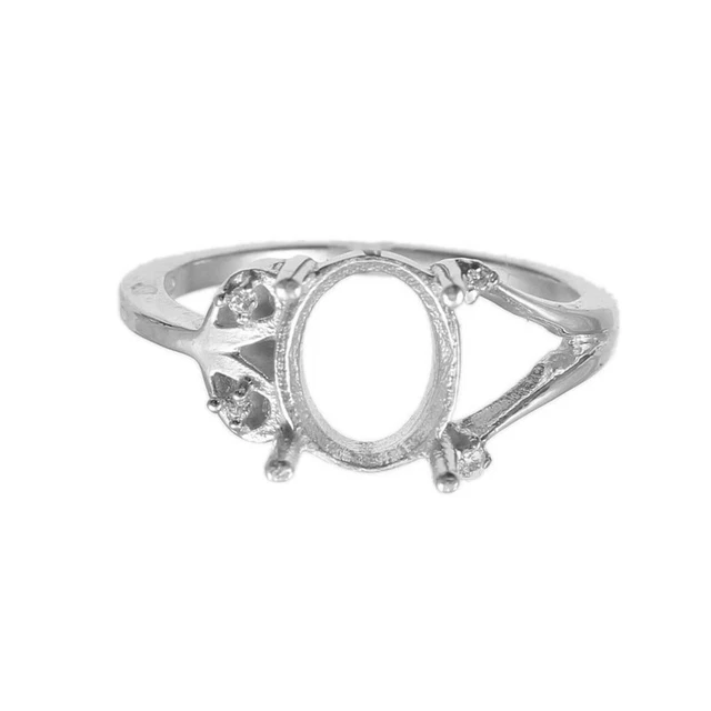 Bague Semi-monture (semi-mount) En Argent 925 Sertie De Pierres Précieuses - Taille Ovale 10x8 Mm, Toutes Tailles Disponibles