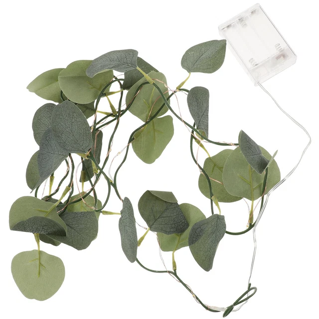 Lámpara de hoja de eucalipto alambre de cobre luces guirnalda de eucalipto luces cuerda