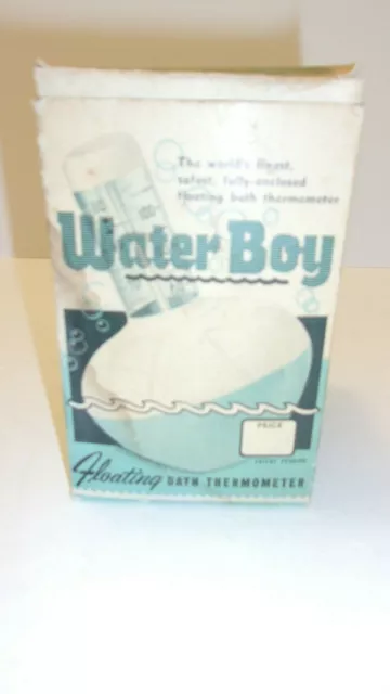 Vintage Water Boy Floating Bath Thermometer In the Box  Worcester 1, Mass