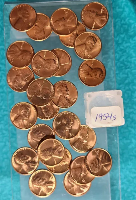 1954-S Lincoln Wheat Cents Roll of 50 ~  BU Uncirculated Red Pennies