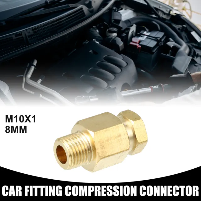 1 Pc M10x1 Universal Brass Fitting Compression - Car Fit 8mm - Brass Gold Tone
