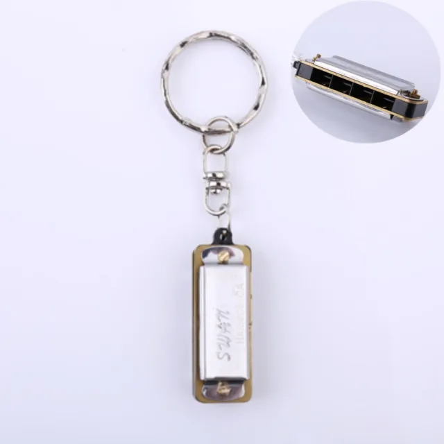 Swan Mini Harmonica Keychain 4 Holes 8 Tone Silver with Clear and Bright Sound