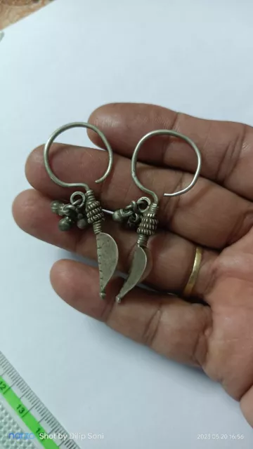 Vintage Old Handmade High Grade Silver Tribal Banjara Ogani Dangles Earrings
