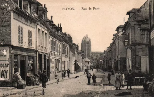 CPA 60 - NOYON (Oise) - Rue de Paris (animée)