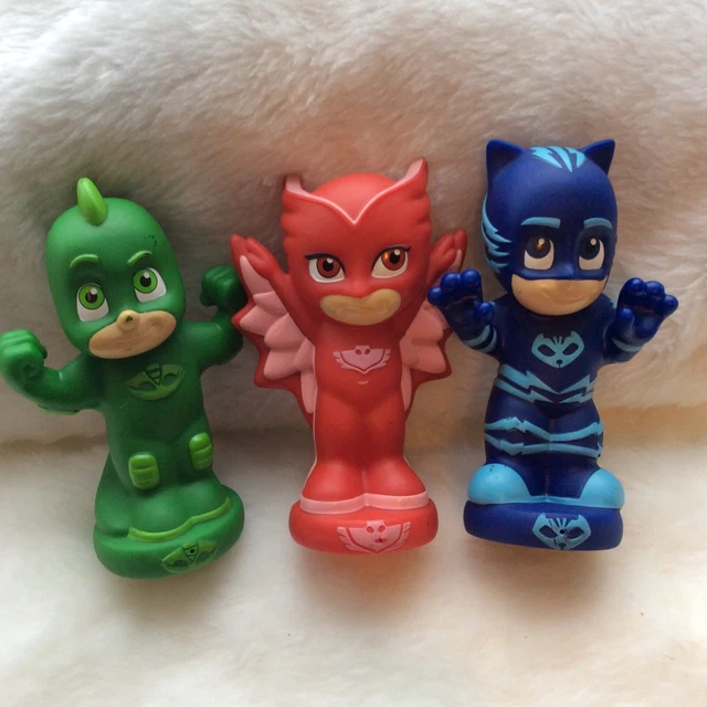 PJ MASKS OWLETTE Gekko Bath Toy Squirtee Disney Junior Red, Green and