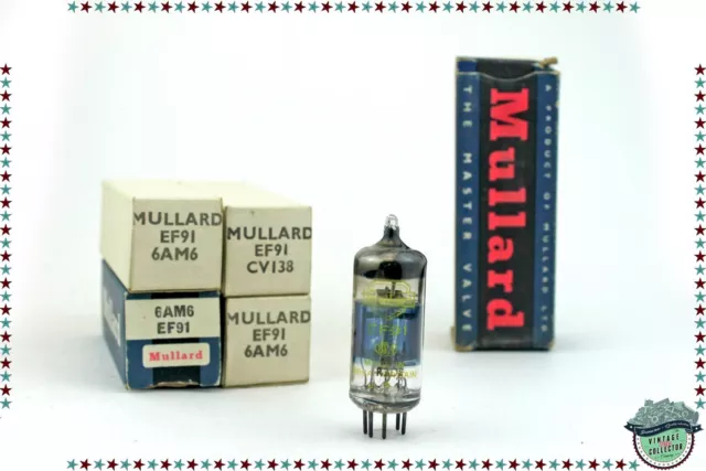 EF91 6AM6, Mullard label, Tube, lampe Röhre Valve Lampa. NOS, NIB. X1