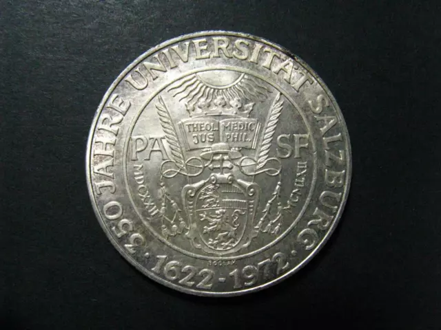 Austria 50 Schilling 90% Silver Coin - 1972 Salzburg University - UNC