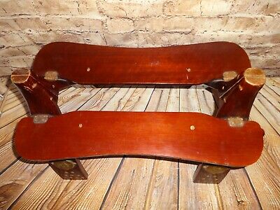 Vintage Egyptian Camel Saddle Wood Foot Stool Ottoman Chair Decor Brass Accents 2