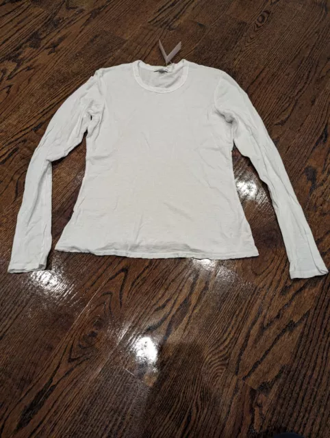 Women's James Perse Sheer Slub Long Sleeve Crew Shirt Size 3  Wuah3361 NWT White