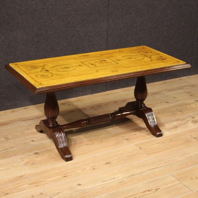 Tavolino Moderno Metà Secolo: Piano In Vetro E Base Legno Di Rovere, Noce, Portata 59 Kg - 2