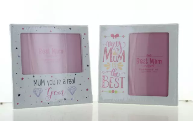 Best Mum White Photo Frames - Choice of 2 Designs 4x6 Photo Mothers Day Bday