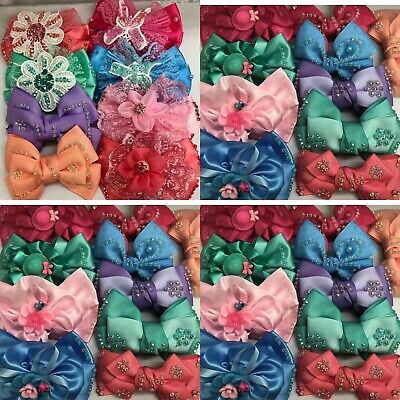 4 Inch 1 Pc High Quality Ribbon Hair Bow with Alligator Hair Slide Pin kids baby