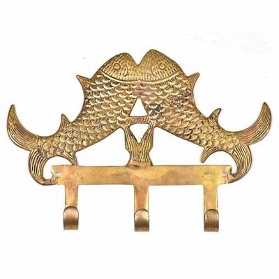 New Heavy Duty Coat Rack Brass Wall Hooks Pai Fish Hat Rack Golden Antique Style