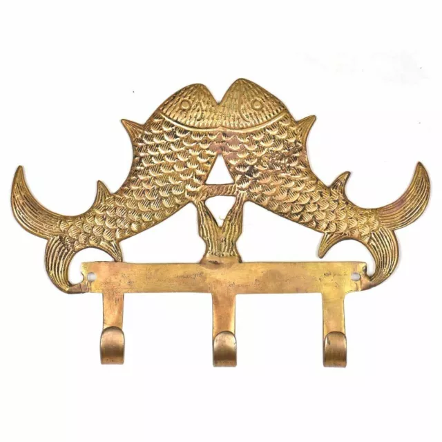 New Heavy Duty Coat Rack Brass Wall Hooks Pai Fish Hat Rack Golden Antique Style