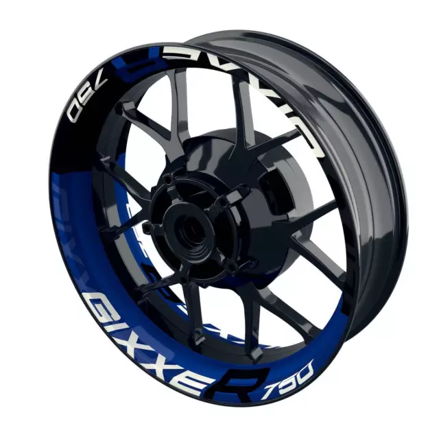 Felgenaufkleber für Suzuki GSX-R GIXXER 750 halb halb V2 Wheelsticker blau