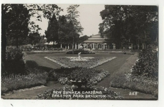 Brighton Preston Park  Sunken Gardens Sussex RP Postcard Deane Wiles Millar 409c