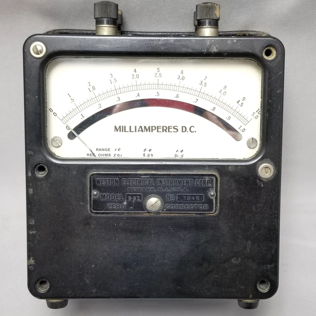 Vintage Weston Electrical Instrument DC Milliamperes Analog Desktop Meter 931
