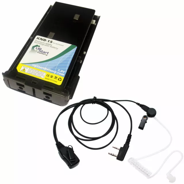 Battery & Earpiece w/ PTT Mic for Kenwood TK-3101, TK-372G, TK-260 TK-388 TK-372