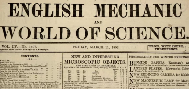 1889 1892 Lot of 5 World of Science English Mechanic Newspaper Magazine Antique