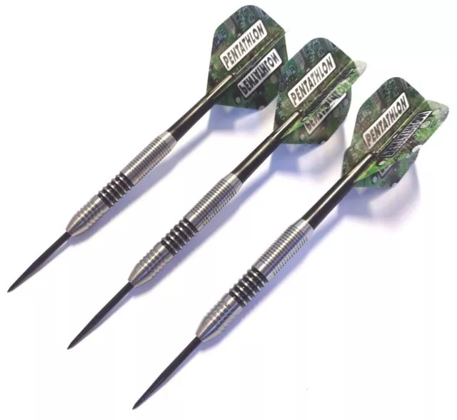 Tungsten Darts 25g Barrels, Shafts/Stems + Pentathlon Circuit Board Dart Flights