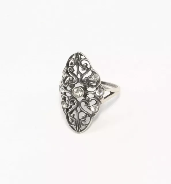 9901393 925er Silber Ring mit Swarovski-Steinen Gr. 52 gewundene Form