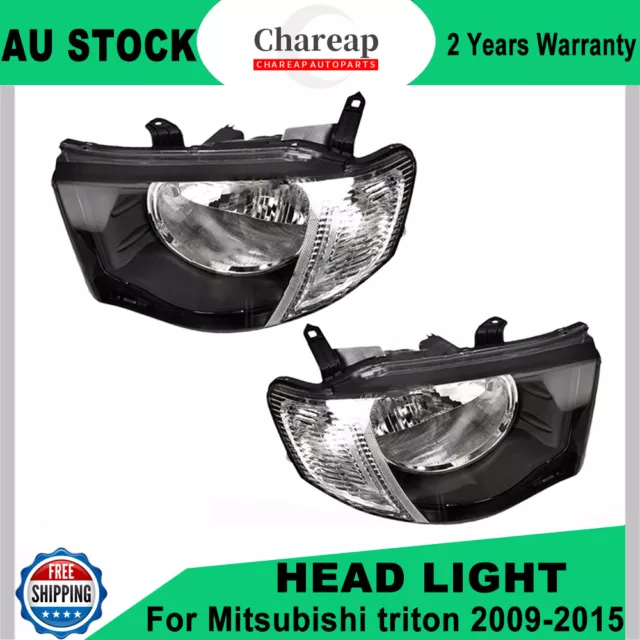 Pair LH+RH Head Light Lamp For Mitsubishi Triton Ute MN 2009~2015 GL GLX