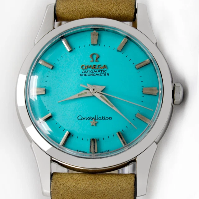 Out of Order TURQUOISE AND BROWN CASA Acciaio Swiss Quarzo Turchese Marrone Datario Vintage Orologio Uomo