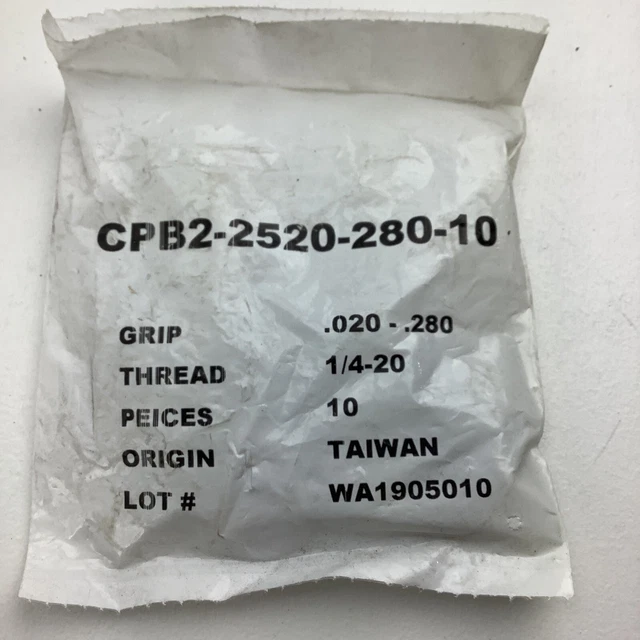 (10) CPB2-2520-280-10 Steel Slotted Body Rivet Nuts 1/4-20 X 1"