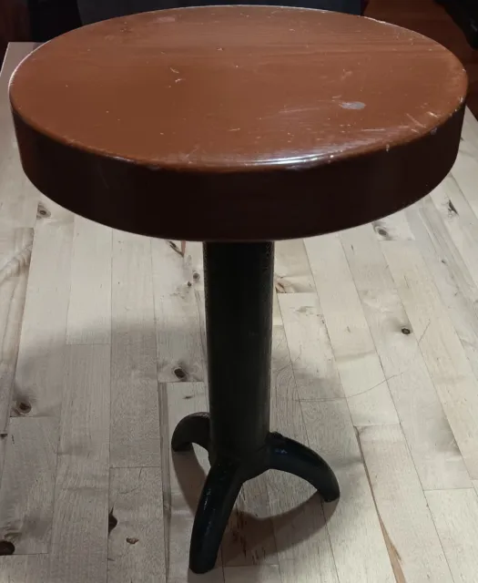 Vintage Antique Primitive Wood & Cast Iron 3 Legged Milk Stool