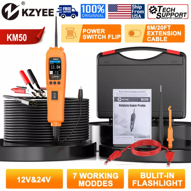 KZYEE KM50 12V 24V Circuit Tester PowerScan Electrical Power Probe AVOmeter Kit