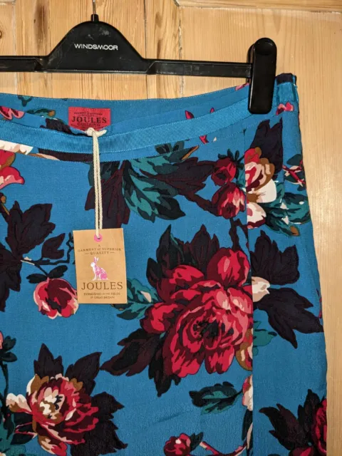 NEW/BNWT JOULES SIZE 14 Caryn Blue Botanical Floral Print Mock Wrap Skirt