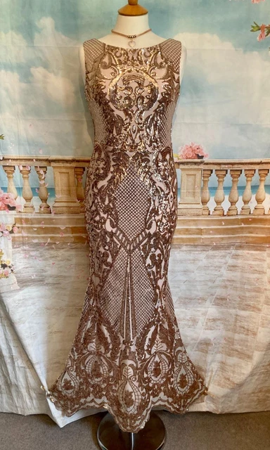 Quiz long on sale gold sequin dress