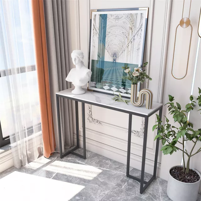 Modern Hallway Entryway Table with Marble Top Narrow Console Desk Table TV Stand Modern Hallway Entryway Table with Marble Top Narrow Console Desk Table TV Stand