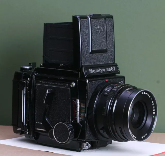 Mamiya RB 67 pro sd with 90 mm 3.8 lens, 120 film back & waist level finder.