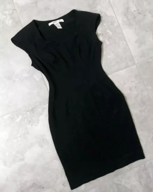 Diane Von Furstenberg DVF Black Bodycon Stretch Mini Sheath Dress LBD sz 2