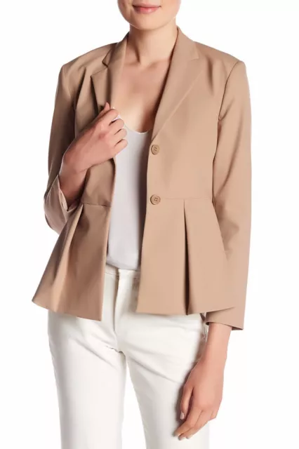 NWT Theory~ Braneve Approach Pleated Peplum ~Blazer~ SAND KHAKI~ sz 0 4 8 $415