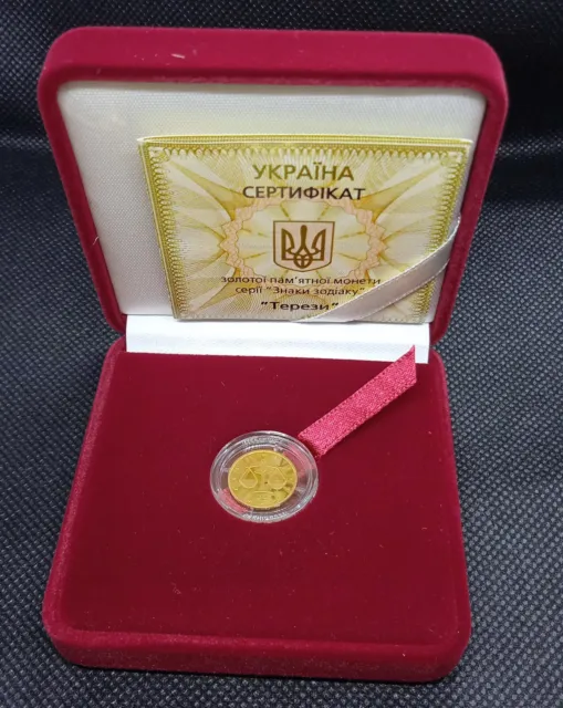 Ukraine gold coin Libra 2 UAH, 2008 year, 1/25 Oz, (Au 999,9)