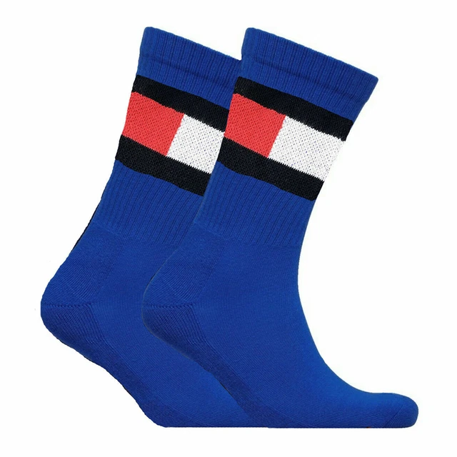 Chaussettes d'équipage drapeau bleu « icône » véritable Tommy Hilfiger - DEUX PAIRES - Taille UK 6-8 - neuves avec étiquettes