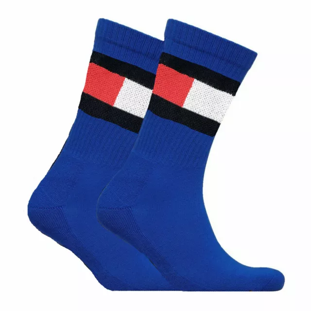 Tommy Hilfiger Blue ‘Icon’ Flag Crew Socks - TWO PAIRS - Size UK 6-8 - BNWT