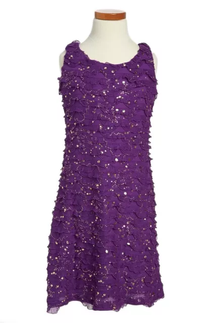 ROXETTE Sleeveless Dress Purple/ Gold (Big Girls) Sz M $62