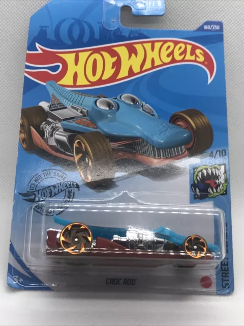 2020 New Hot Wheels Street Beasts Croc Rod Blue Copper Olive Wheel Gold Rim 4/10