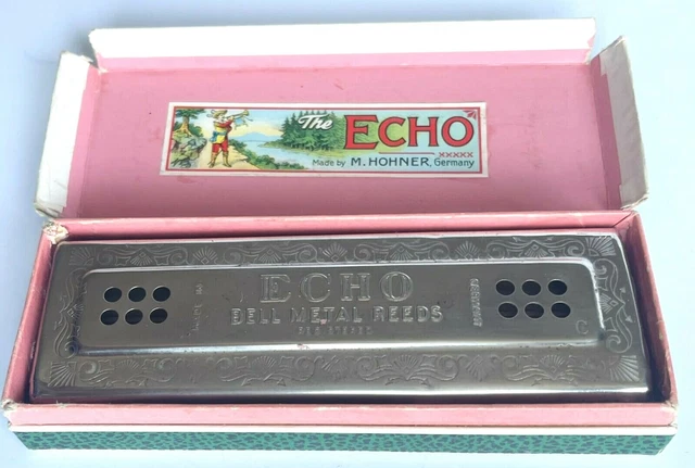Vintage Hohner The Echo Harp Double Sided Harmonica In Keys C/G Pre War Germany