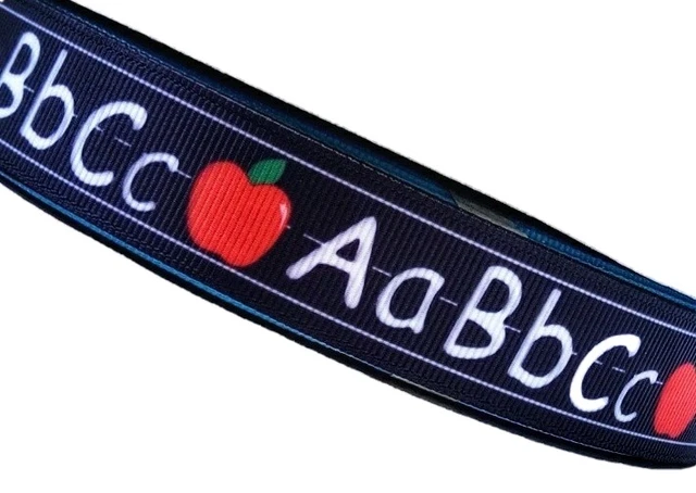 1" 2 YARDS Alphabet School Grosgrain Ribbon Hair Bows Crafts Scrapbooks Cards