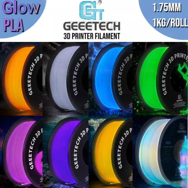 GEEETECH Filament imprimante 3D PLA 1,75mm 1kg multicolore brille dans le noir