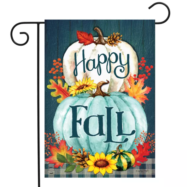 Happy Fall Pumpkins Primitive Garden Flag Autumn Leaves 12.5"x18" Briarwood Lane