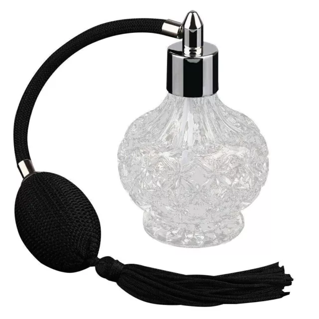 80ml Vintage Black Crystal Perfume Bottle Clear Long Bulb Tassel Spray Atomizer